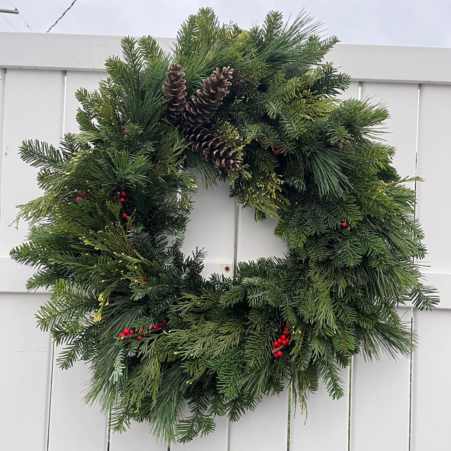 Wreath- classic with red berries- pinecones optional